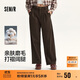 森馬（Semir）休閑褲女純棉打褶闊腿褲腰帶秋復古磨毛長(cháng)褲顯腿長(cháng)101524127005A