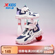 特步（XTEP）兒童格利特星閃質(zhì)感老爹風(fēng)格休閑鞋 帆白/烏紫色/嫩粉色 33碼