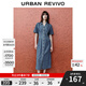 UR2025春季新款女裝復(fù)古休閑收腰紐扣牛仔連衣裙UWM850110 藍(lán)色 S