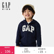GAPGap男幼童2025春季新款經(jīng)典大logo拉鏈連帽衛衣兒童裝美版744384