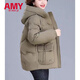 愛(ài)麥依中老年棉服媽媽洋氣棉襖女冬裝中老年服短款棉衣外套加厚 卡其色 M 建議90-115斤