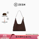 ZESH/澤尚【新品上市】銅錢(qián)系列山角HOBO女士時(shí)尚手提包單肩包 咖色/勃艮第紅（頭層磨砂牛皮）