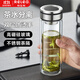 物生物玻璃杯男士雙層高硼硅玻璃泡茶杯家用辦公室水杯商務(wù)車(chē)載便攜水杯 太空銀-雙層玻璃+304茶隔 400ml