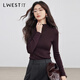 朗文斯?。↙.WEST）100%羊毛可機洗針織衫女2025冬季新款無(wú)縫一體毛衣打底衫 醬紫（半高領(lǐng)） M