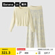 蕉內絨絨7系植物園女士長(cháng)袖長(cháng)褲半邊絨保暖睡衣家居服套裝秋冬可外穿 【女士圓領(lǐng)】晚香玉-云母白 M