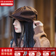 馬登男女同款貝雷帽秋季顯臉小八角帽報童帽蓓蕾帽文藝復古畫(huà)家帽子 咖啡色 M (頭圍57-59cm)