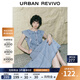 UR2025夏季新款女裝復(fù)古牛仔荷葉邊牛仔連衣裙UWG850114 藍(lán)色 XL