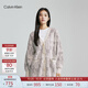 Calvin Klein Jeans秋冬女士通勤簡(jiǎn)約ck字母提花紐扣V領(lǐng)毛衣針織開(kāi)衫J222311 PEE-米灰拼色 XS