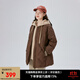 艾萊依（ERAL）冬季新款假兩件羽絨服女連帽寬松時尚保暖棒球服外套上衣 蜜茶棕 M 160【建議110-130斤】