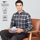 七匹狼加絨長(cháng)袖襯衫男士秋冬季格紋時(shí)尚休閑襯衣百搭青年商務(wù)通勤男裝