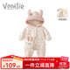 凡獵嬰兒衣服冬裝新生女寶寶連體衣滿(mǎn)月百天加絨超萌哈衣爬服冬季 M7312粉色（不帶兔子配飾） 80cm