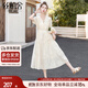 絲柏舍甜美V領(lǐng)連衣裙2025夏裝新款女裝收腰A字優(yōu)雅大擺仙女裙