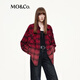 MO&Co.襯衫2025秋新品棉質(zhì)黑紅格紋做舊漸變色輕搖滾風(fēng)MBE3SHTT03 紅黑格色 M /165