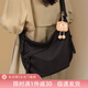 愛(ài)雅涵包包女包大容量帆布包斜挎單肩包托特大包生日三八38女神節禮物 黑色 輕奢品牌休閑百搭送小掛件