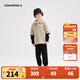 Converse 匡威童裝男童【衛衣+長(cháng)褲2件套】春秋新款兒童假兩件衛衣套裝 正黑色 110 /56 【建議身高104-110cm】