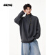 OEMG  不規則紐扣設計感毛衣男士秋冬季潮牌慵懶風(fēng)針織衫上衣立領(lǐng)外套 深灰色 XL [建議110-130斤]