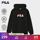 FILA 斐樂(lè )情侶款男女連帽衛衣2025冬季新款休閑寬松加絨保暖長(cháng)袖上衣 【加絨款】正黑色-BK XL 180/100A/XL
