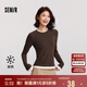 森馬（Semir）長袖T恤女假兩件緊身磨毛圓領(lǐng)2024冬季吸濕發(fā)熱撞色109724101002