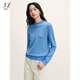 玖姿（JUZUI）玖姿極簡(jiǎn)撞色線(xiàn)條半高領(lǐng)羊毛針織衫女2025冬季新款JLFD31002 寶藍 XL
