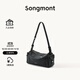Songmont【李娜同款】山下有松循跡mini相機包頭層牛皮女單肩斜挎手機包 煙墨黑（白鋼五金）預售15天