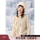 紫涵（ZIHAN）紫涵流蘇抽繩連帽套頭毛衣女2024年冬季新款寬松慵懶感針織衫上衣 米金 S