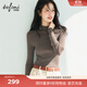 伊芙麗（eifini）蔣欣代言半高領(lǐng)針織衫打底100%可機洗羊毛針織衫女25秋款 茶褐色 半高領(lǐng) M 105-115斤