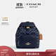 蔻馳（COACH）奧萊女士經(jīng)典標志丹寧布PACE雙肩包 IM/丹寧藍色/天然色
