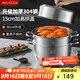 美廚（maxcook）蒸鍋 304不銹鋼30cm三層蒸鍋 加厚復(fù)底湯鍋 燃氣電磁爐通用MCZ859