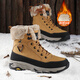 公羊春季大黃靴高幫男鞋加絨雪地靴男士真皮厚底保暖加厚東北大棉靴 土黃 【標準皮鞋碼】 40