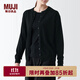 無印良品（MUJI）女式羊毛可水洗高針距圓領(lǐng)開衫針織毛衣針織衫外套秋冬 黑色 L 165/88A