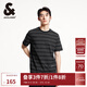 杰克·瓊斯（JACK&JONES）春季新款字母刺繡經(jīng)典條紋日常休閑百搭常規短袖T恤男裝225101055 E40黑色 常規 M