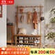 青櫨全實(shí)木換鞋凳衣帽架入戶(hù)門(mén)落地掛衣架鞋架組合一體玄關(guān)門(mén)廳置物架 100cm-櫻桃木色-加粗進(jìn)口橡膠木 11掛鉤+全3A進(jìn)口橡膠木+送貨上門(mén)