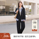 MsShe【仿牛仔拼接條紋假兩件套裝】大碼女裝2025新款秋裝胖mm外套女 外套-藏青藍色現貨 2XL
