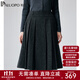 帕羅（PALUOPO）秋冬新款顯瘦百褶半身裙女裙高腰a字韓版氣質(zhì)羊毛職業(yè)中裙子 深灰 M 160/68A