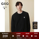 GXG男裝圓領(lǐng)衛衣雙色絞花提花長(cháng)袖上衣內搭 黑色 175/L