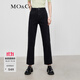 MO&Co.牛仔褲春秋設(shè)計(jì)感拆洗剪邊褲腳黑色棉質(zhì)高腰直筒九分褲摩安珂 牛仔黑色-第2批 M 27