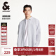 杰克·瓊斯（JACK&JONES）百搭時(shí)尚簡(jiǎn)約潮條紋logo織布尖領(lǐng)長(cháng)袖襯衫外套上衣男裝225205003 A06本白色 常規 M