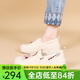 快樂瑪麗（J&M）樂福鞋女鞋2025春季新款透氣一腳蹬豆豆鞋女厚底增高休閑單鞋子女 米白色 37 235mm