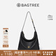 BAGTREE包包樹(shù)圖南植鞣牛皮腋下hobo女包2025年新款單肩斜挎包通勤餃子包 黑色-中號 高級小眾