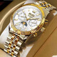 勞力士王子瑞士正品勞力士手表男機械表日志狗牙圈商務(wù)超薄防水進(jìn)口專(zhuān)用男表 加強升級版-間金白面+贈送真皮帶