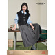闊色（kuose）灰色西裝百褶半身裙女秋季新款學(xué)院格雷系穿搭a字長(cháng)裙子冬 灰色9013 S