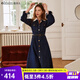 Olrain歐芮兒牛仔連衣裙女春裝女裝收腰顯瘦氣質(zhì)復古假兩件裙子 深藍色 M 160/84A