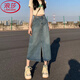 浪莎復古牛仔裙半身裙女2025新款a字高腰顯瘦中長款小個子開叉長裙 復古藍 【升級前開叉款】 2XL 【推薦125-135斤腰圍80CM】