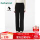 熱風(fēng)（Hotwind）女士加絨衛褲冬季新款加厚條絨休閑直筒褲時(shí)尚寬松顯瘦闊腿褲女褲 01黑色 L