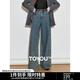 初語【焦點(diǎn)牛仔】寬松大闊腿牛仔褲女2025春新款高街復(fù)古純棉褲子 復(fù)古藍(lán) 28