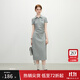 范思藍恩天才少女學(xué)院風(fēng)polo連衣裙女2025夏新款長(cháng)款收腰裙子2179 花灰色 XL