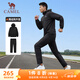 駱駝（CAMEL）薄絨連帽運動(dòng)服男裝防潑水休閑兩件套 J14CF0L4638 幻影黑 XL