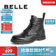 百麗潮搭馬丁靴男秋冬商場(chǎng)同款牛皮革工裝靴8CM01DD3 黑單里 39