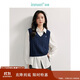 茵曼老錢(qián)風(fēng)麻花毛針織2025秋季女裝百搭馬甲通勤毛衣 寶藍色 XL