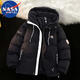 NASA MARVEL棉衣男棉服冬季外套加厚潮流面包服運動(dòng)情侶款棉襖子 黑色 XL